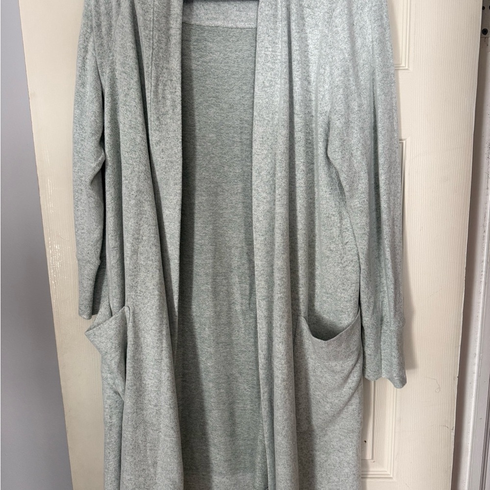 Cozy Light Green Open Front Cardigan by Soma